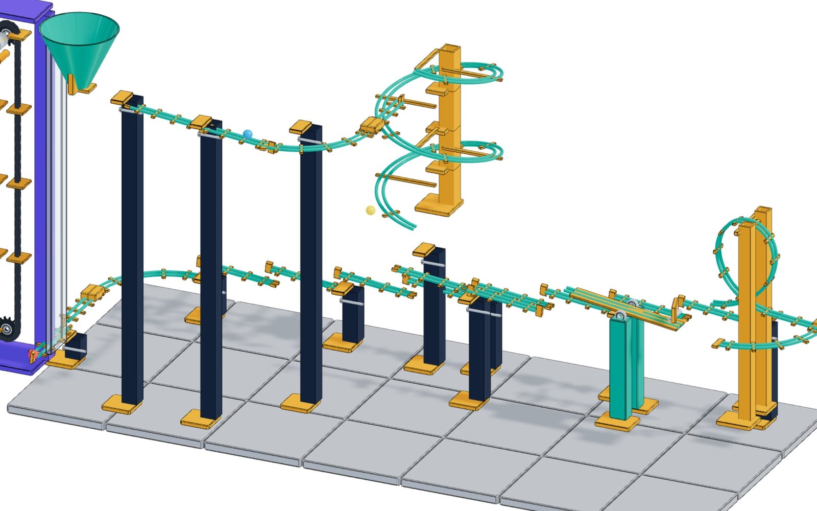 Exploded view of the individually printable track modules