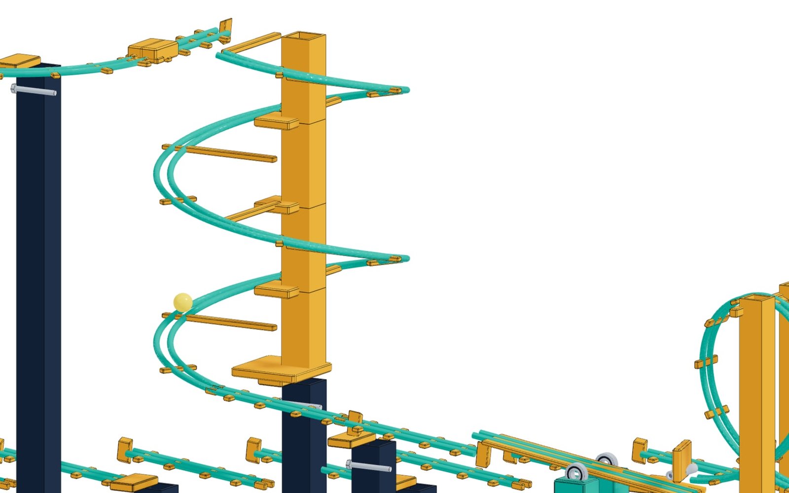 Helix module of the marble run with printed support arms