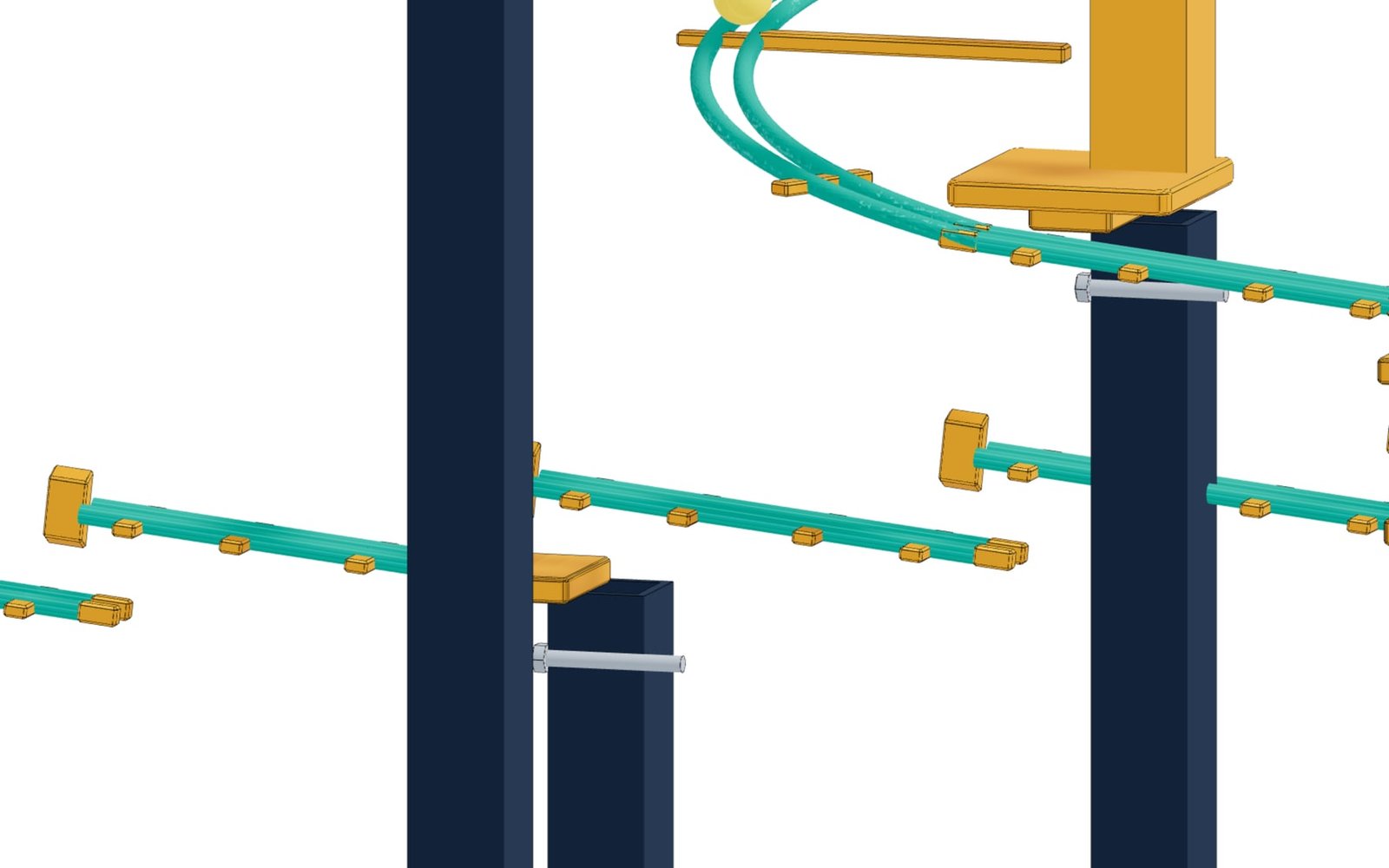 Clip connectors of the track modules with parametric clearance